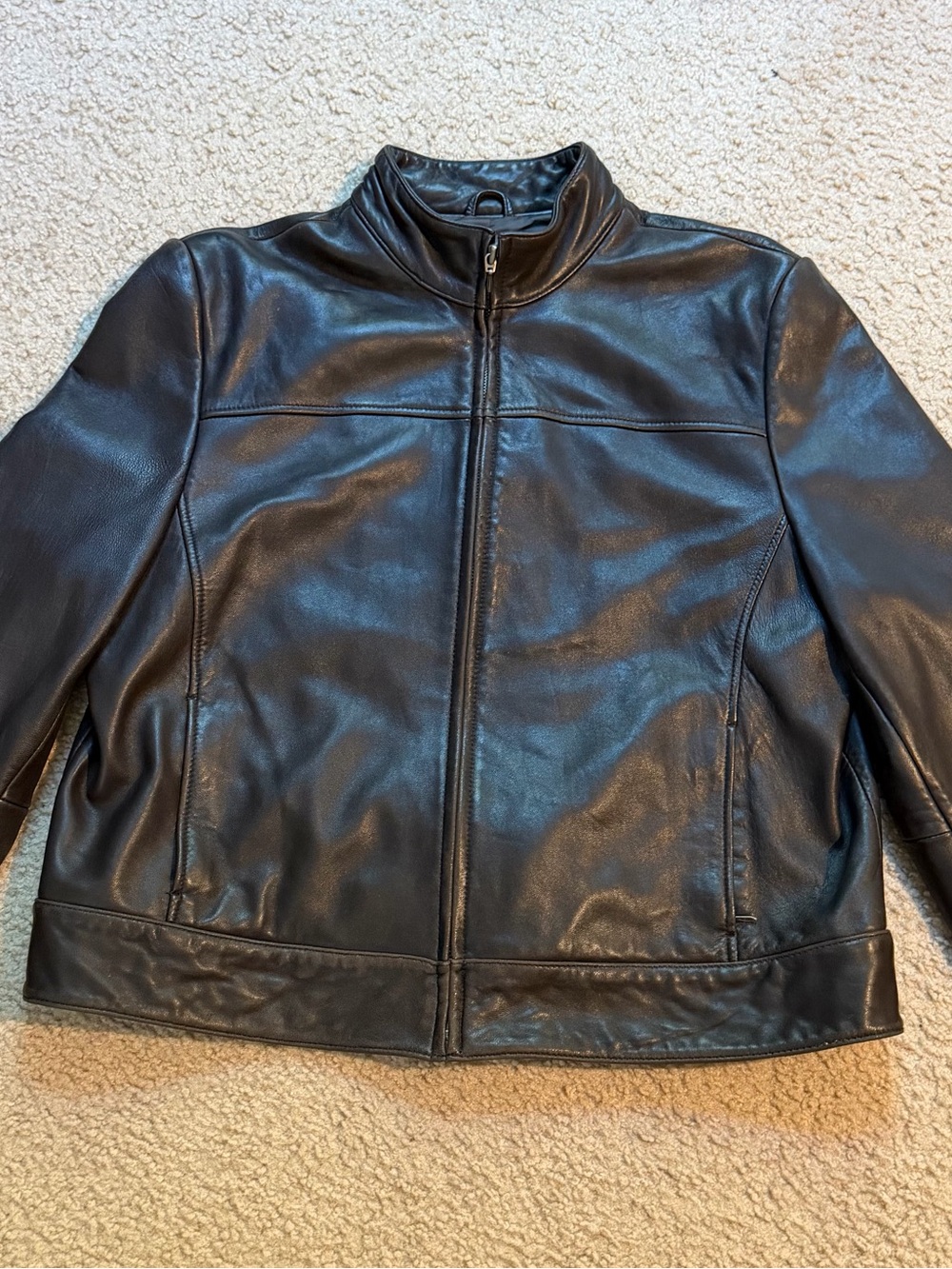 Valerie Stevens Black Leather Bomber Jacket